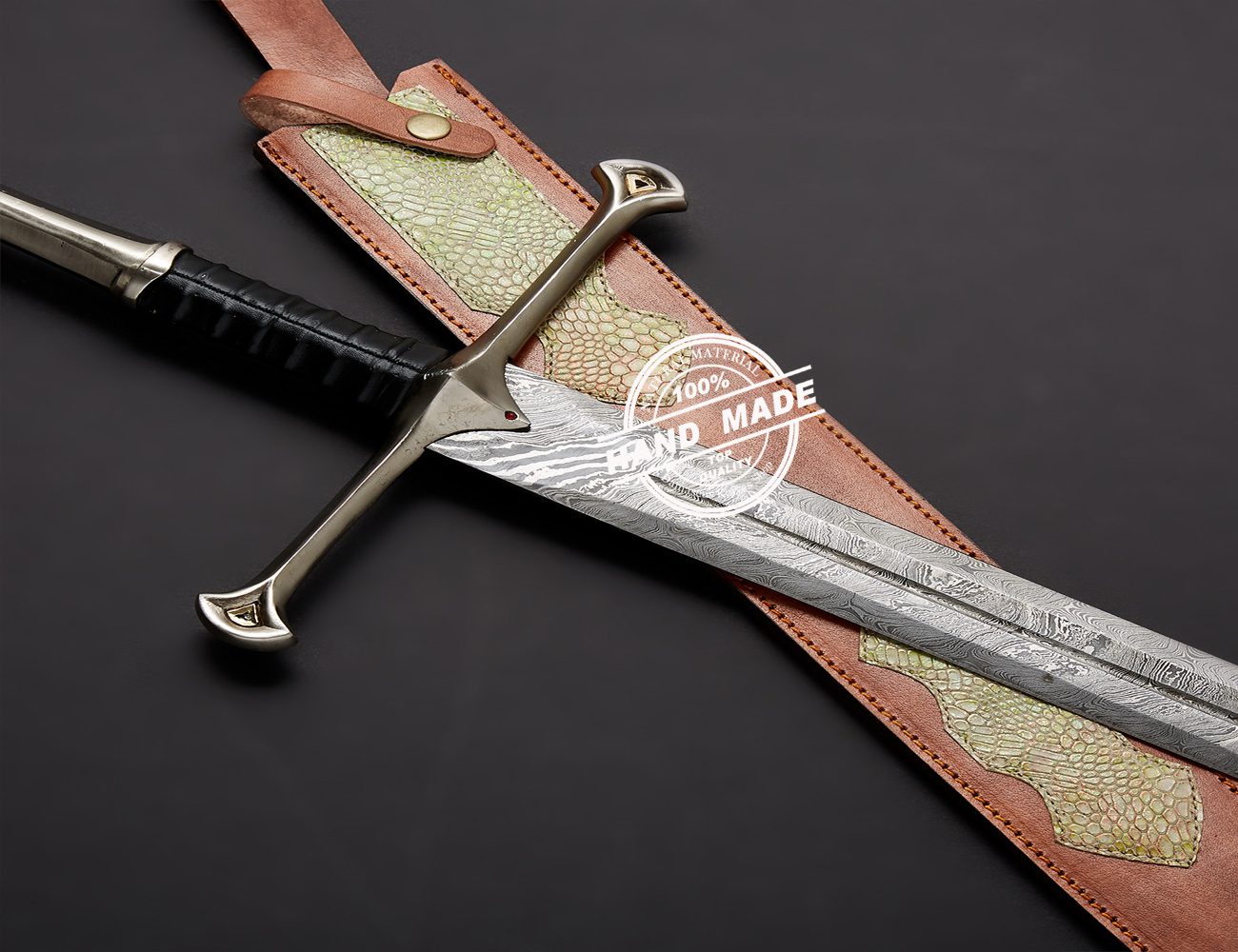 Damascus Anduril Sword Custom Handmade Damascus Steel Sword 3801
