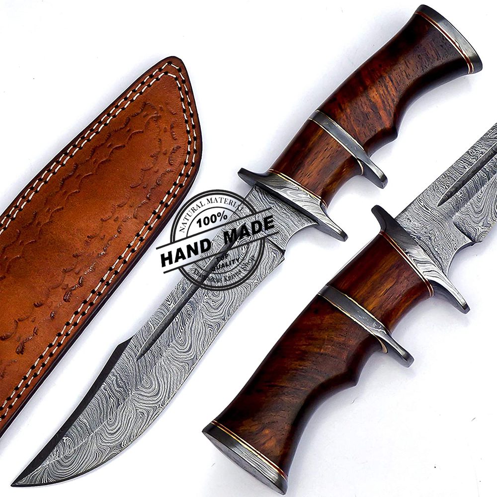 Damascus Camping Knife Fixed Blade Handmade Damascus Steel Knife 3177