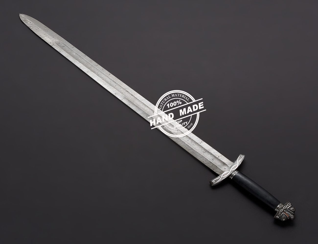 Damascus Viking Sword Fixed Blade Handmade Damascus Steel Sword 3802