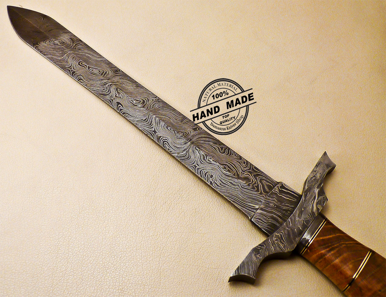 19 Inch Damascus Sword Custom Handmade Damascus Steel Sword 1014