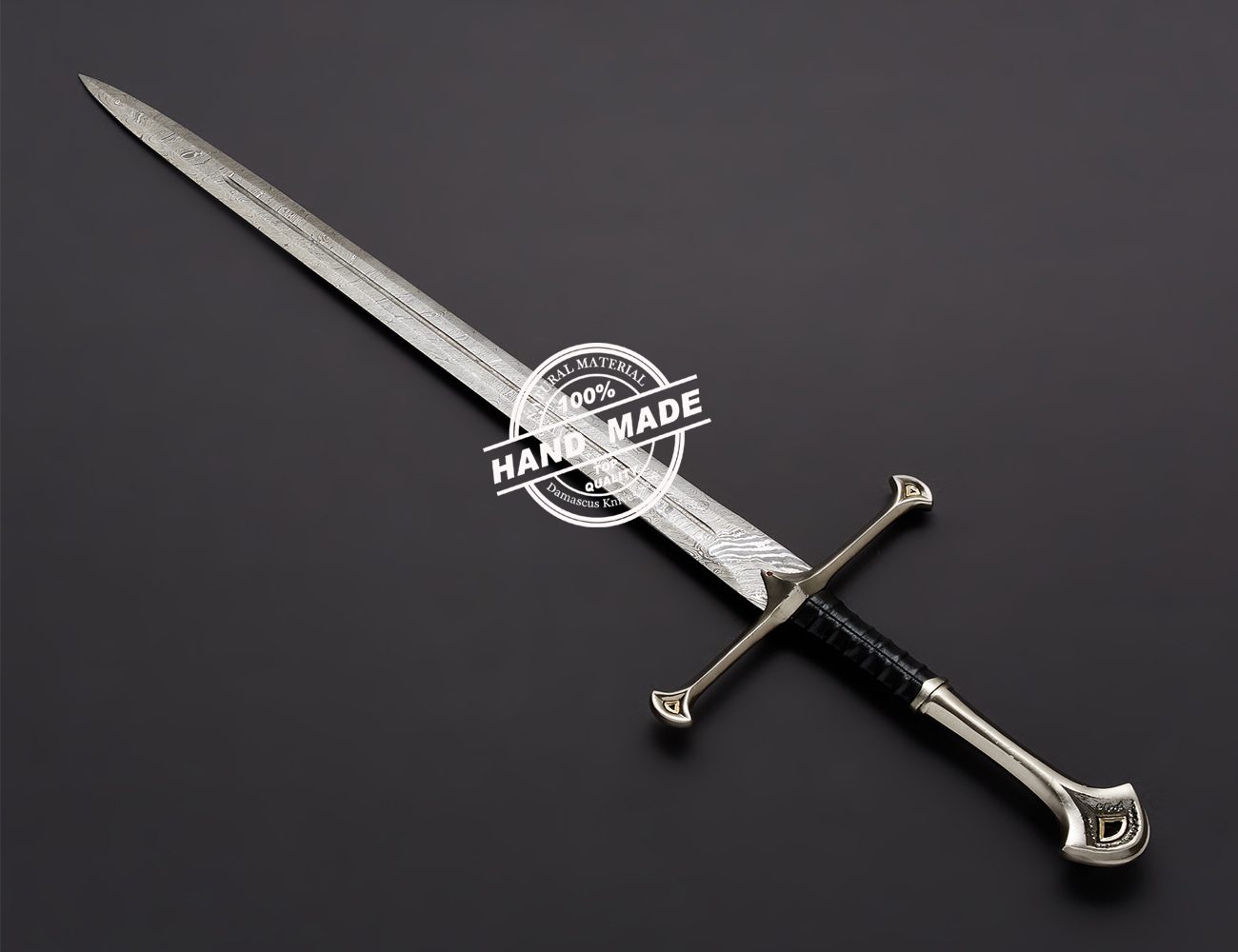 Damascus Anduril Sword Custom Handmade Damascus Steel Sword 3801