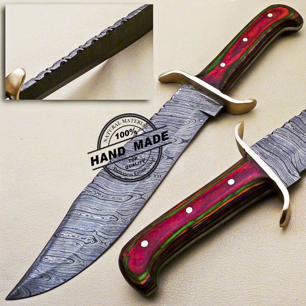 Professional Damascus Bowie Knife Custom Handmade Damascus Steel Knife 3174
