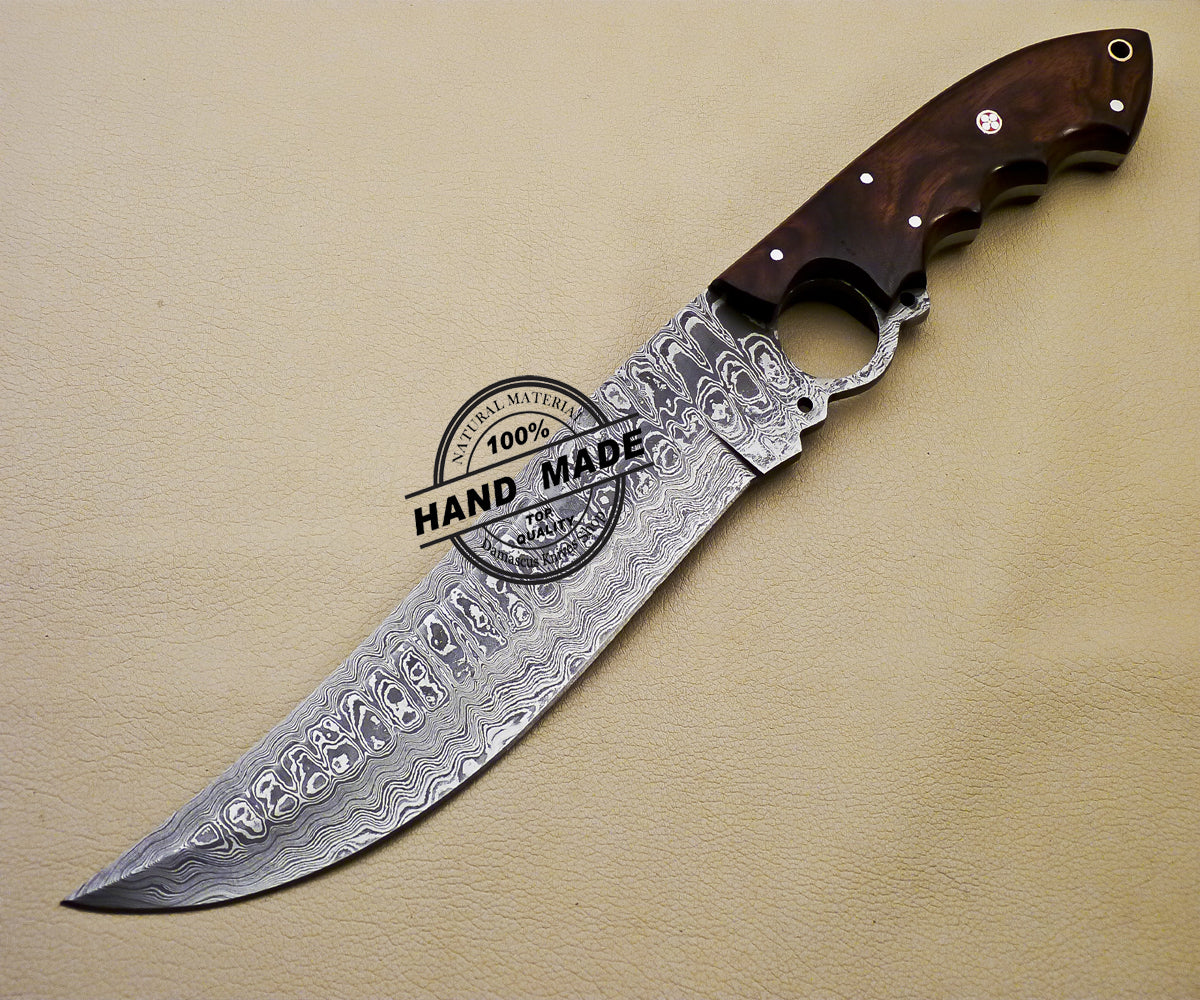 Finger Damascus Bowie Knife Custom Handmade Damascus Steel Knife 3159
