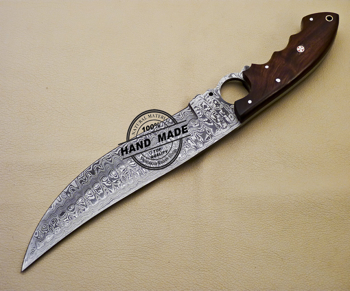 Finger Damascus Bowie Knife Custom Handmade Damascus Steel Knife 3159