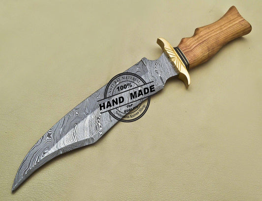 Damascus Bowie Knife Fixed Blade Custom Handmade Damascus Steel Knife 3197