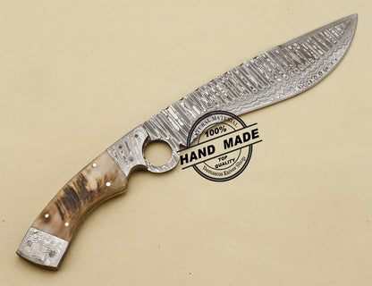 Damascus Finger Bowie Knife Handmade Damascus Steel Hunting Knife 3220