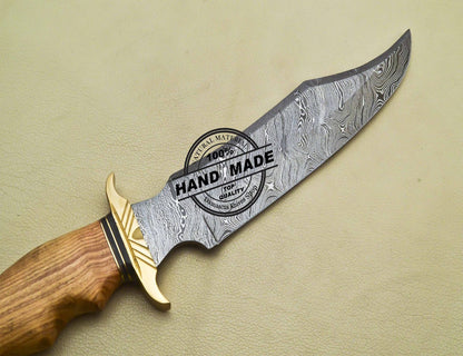 Damascus Bowie Knife Fixed Blade Custom Handmade Damascus Steel Knife 3197