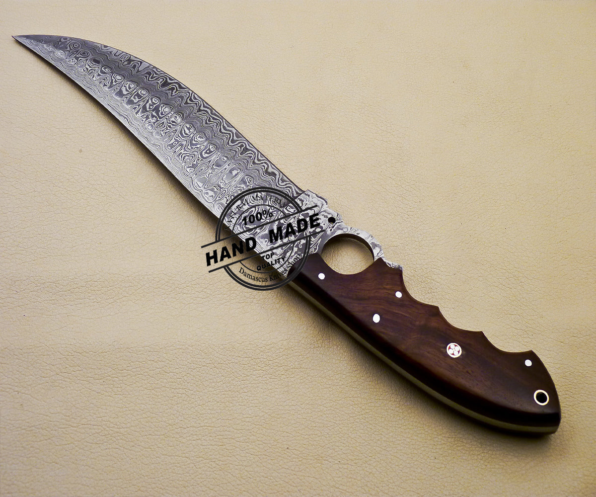 Finger Damascus Bowie Knife Custom Handmade Damascus Steel Knife 3159