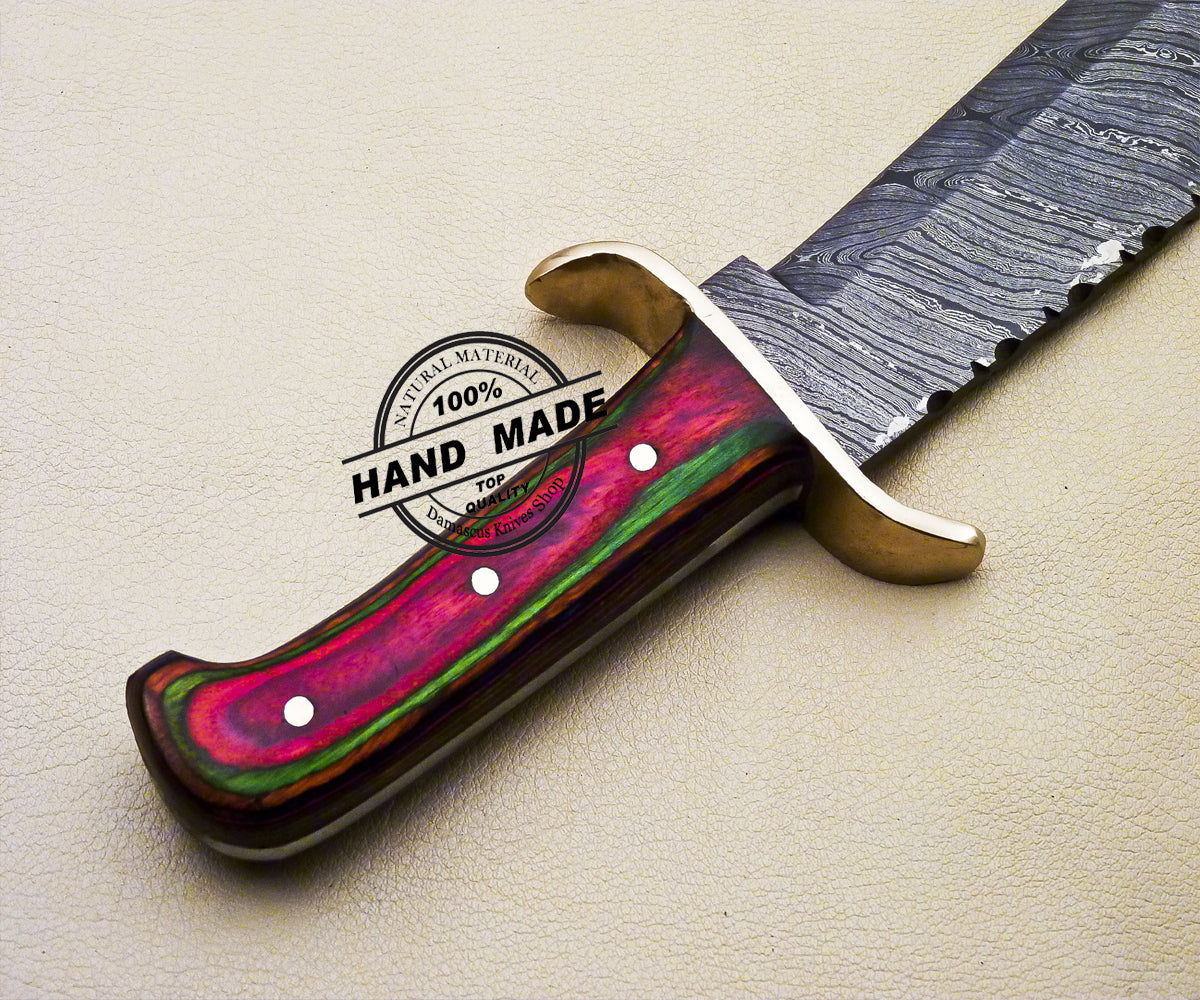 Professional Damascus Bowie Knife Custom Handmade Damascus Steel Knife 3174