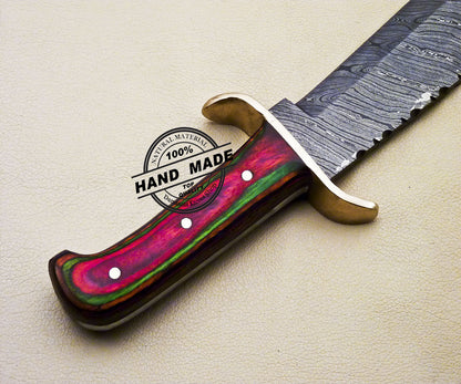 Professional Damascus Bowie Knife Custom Handmade Damascus Steel Knife 3174