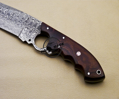 Finger Damascus Bowie Knife Custom Handmade Damascus Steel Knife 3159