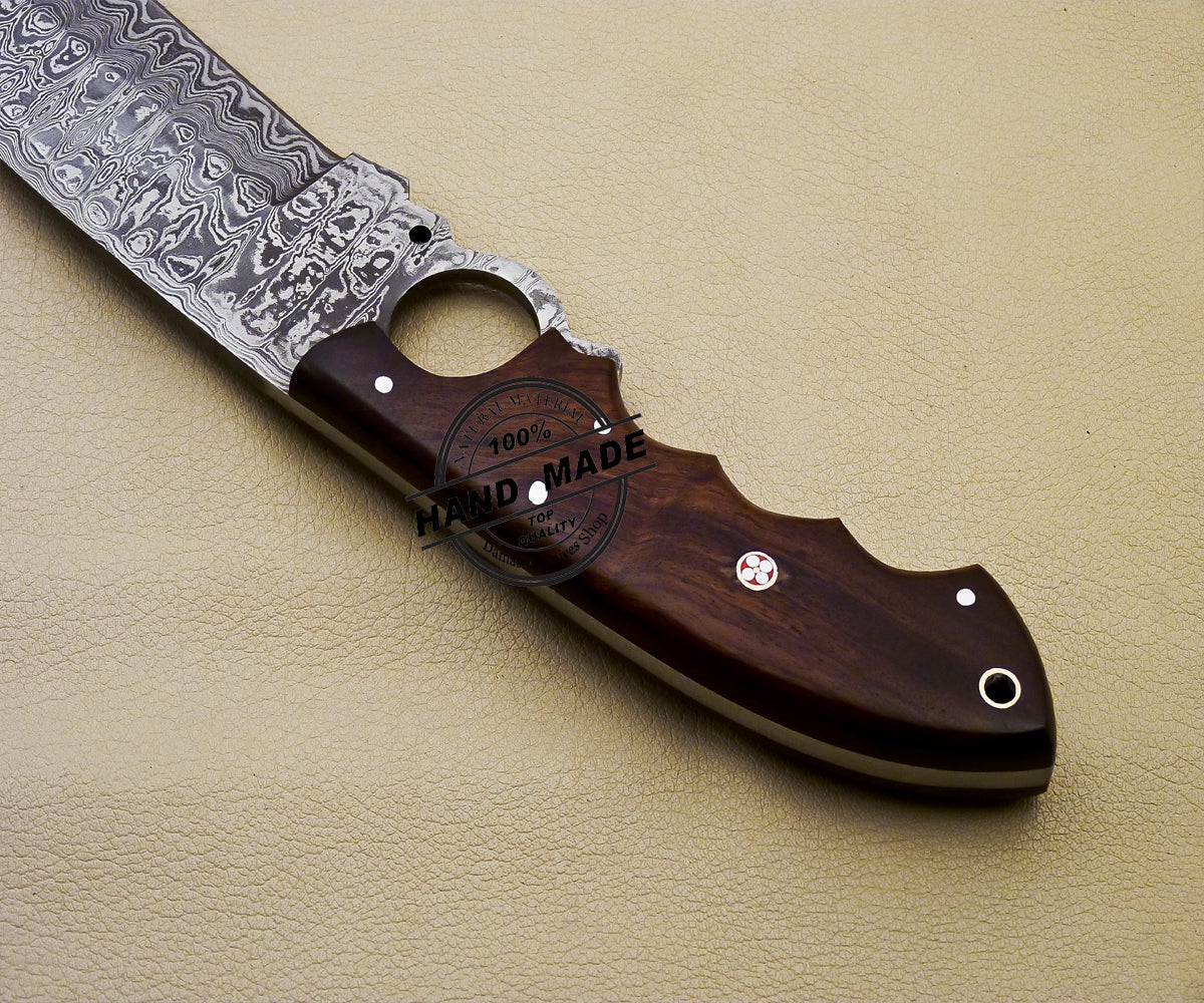 Finger Damascus Bowie Knife Custom Handmade Damascus Steel Knife 3159