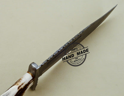 Damascus Rambo Bowie Knife Custom Handmade Damascus Steel Knife 3201