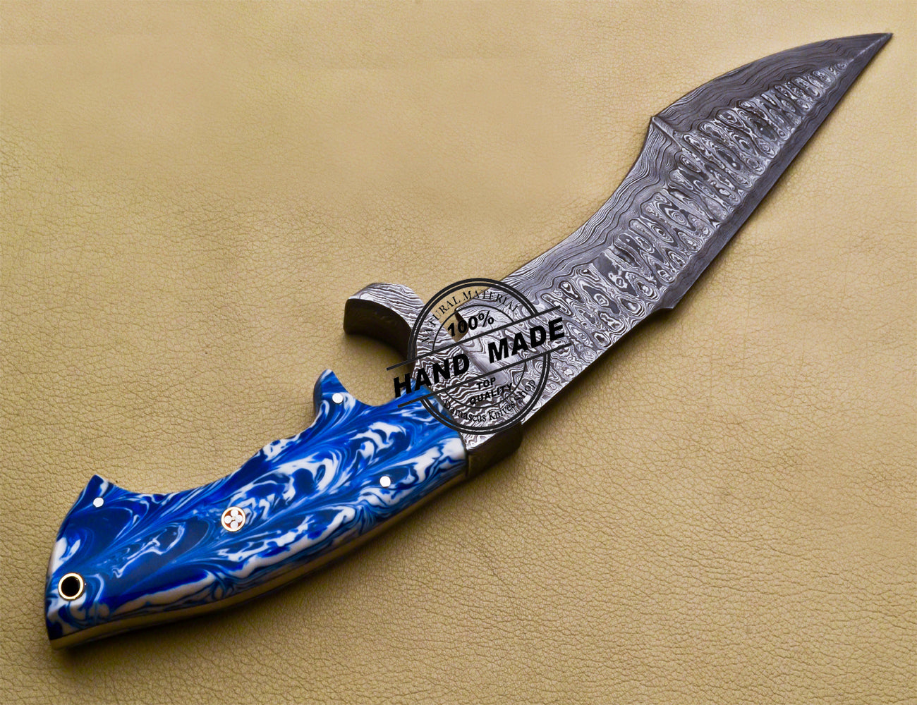 Damascus Bowie Knife Custom Handmade Damascus Steel Hunting Knife 3184