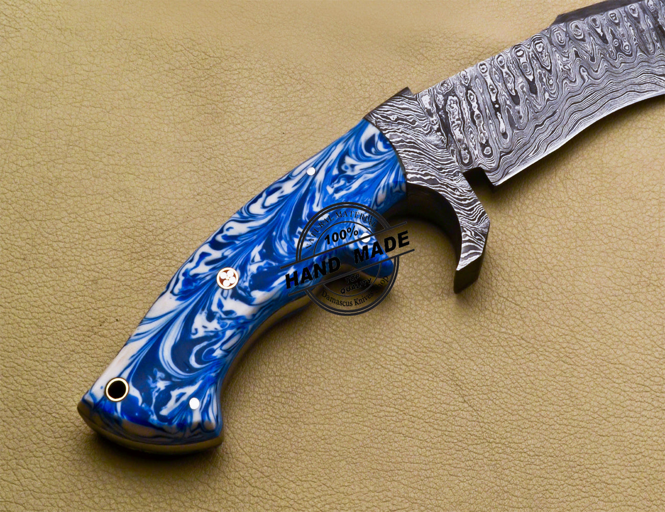Damascus Bowie Knife Custom Handmade Damascus Steel Hunting Knife 3184