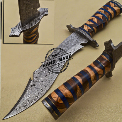 Damascus Bowie Knife Custom Handmade Damascus Steel Hunting Knife 3183
