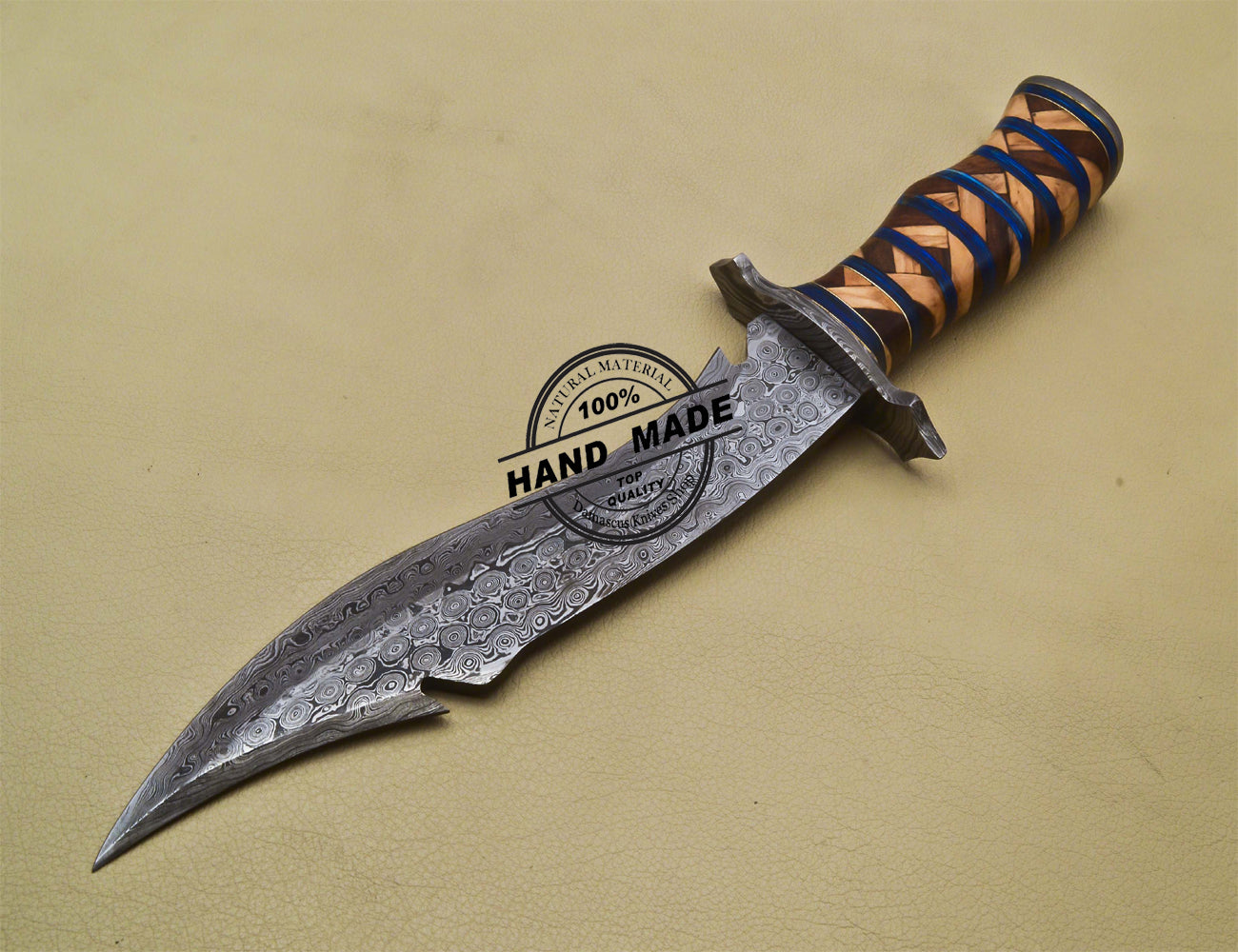 Damascus Bowie Knife Custom Handmade Damascus Steel Hunting Knife 3183