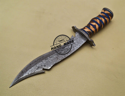 Damascus Bowie Knife Custom Handmade Damascus Steel Hunting Knife 3183