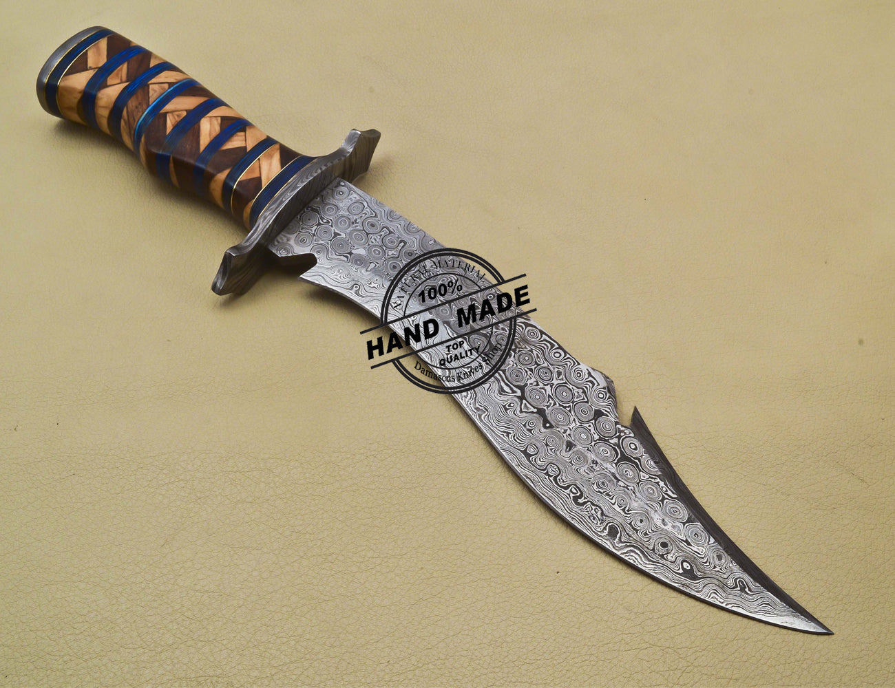 Damascus Bowie Knife Custom Handmade Damascus Steel Hunting Knife 3183
