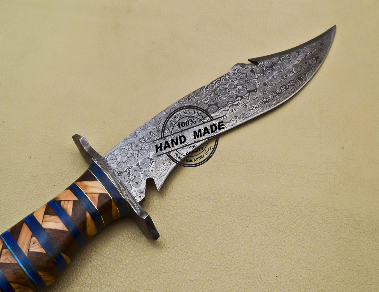 Damascus Bowie Knife Custom Handmade Damascus Steel Hunting Knife 3183