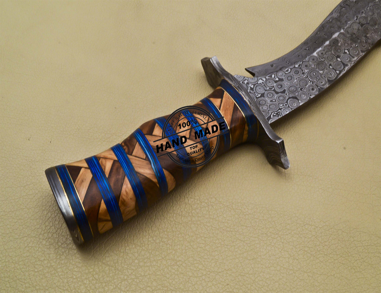 Damascus Bowie Knife Custom Handmade Damascus Steel Hunting Knife 3183