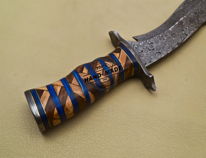 Damascus Bowie Knife Custom Handmade Damascus Steel Hunting Knife 3183