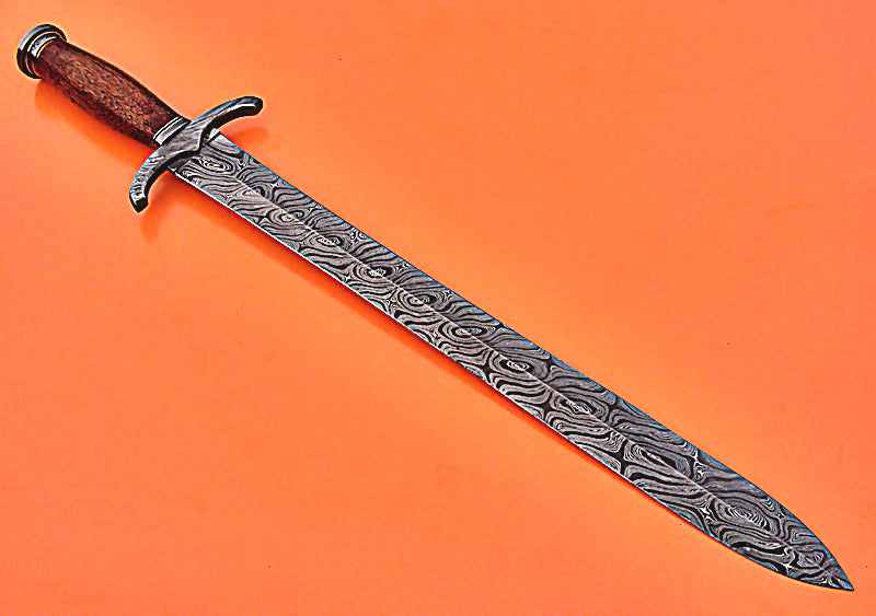 Online Selling Damascus Sword Custom Handmade With Rose Wood Handle 1719