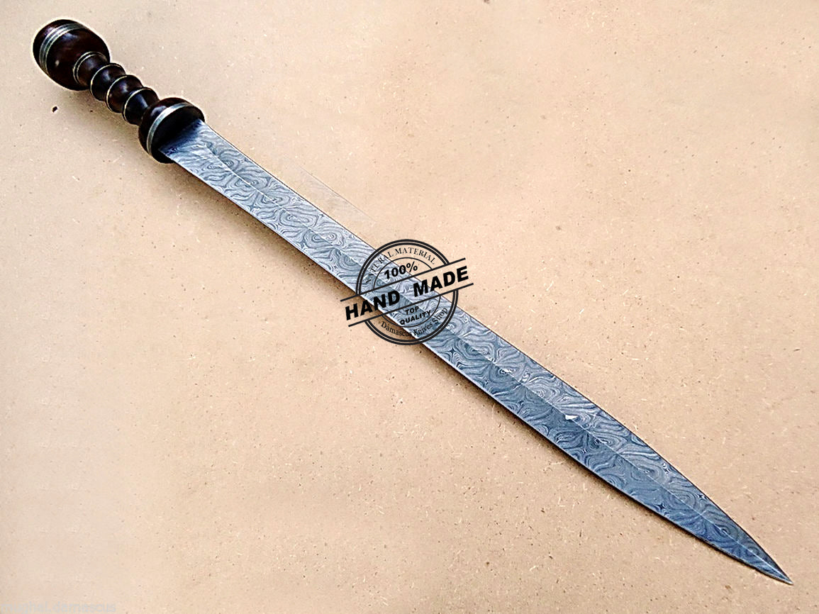 Custom Handmade Damascus Sword Solid Rose Wood Handle 1725