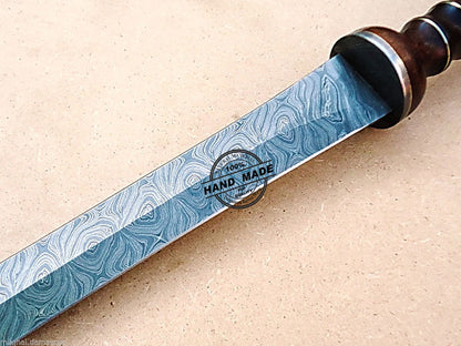 Custom Handmade Damascus Sword Solid Rose Wood Handle 1725