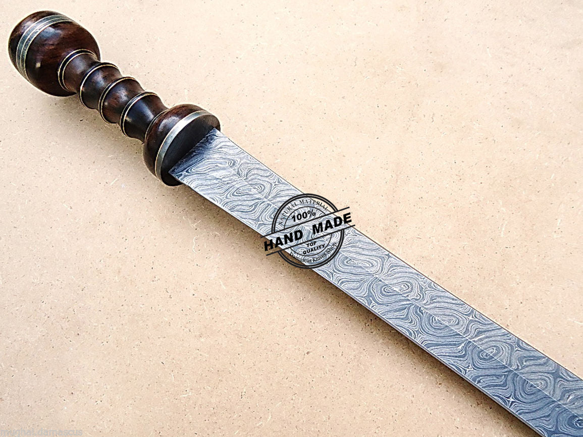 Custom Handmade Damascus Sword Solid Rose Wood Handle 1725