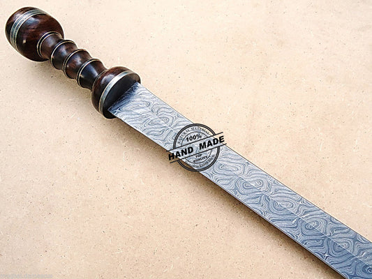 Custom Handmade Damascus Sword Solid Rose Wood Handle 1725