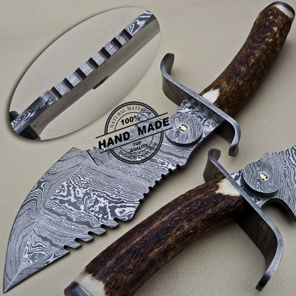 Damascus Tracker Knife Fixed Blade Handmade Damascus Steel Knife 1635