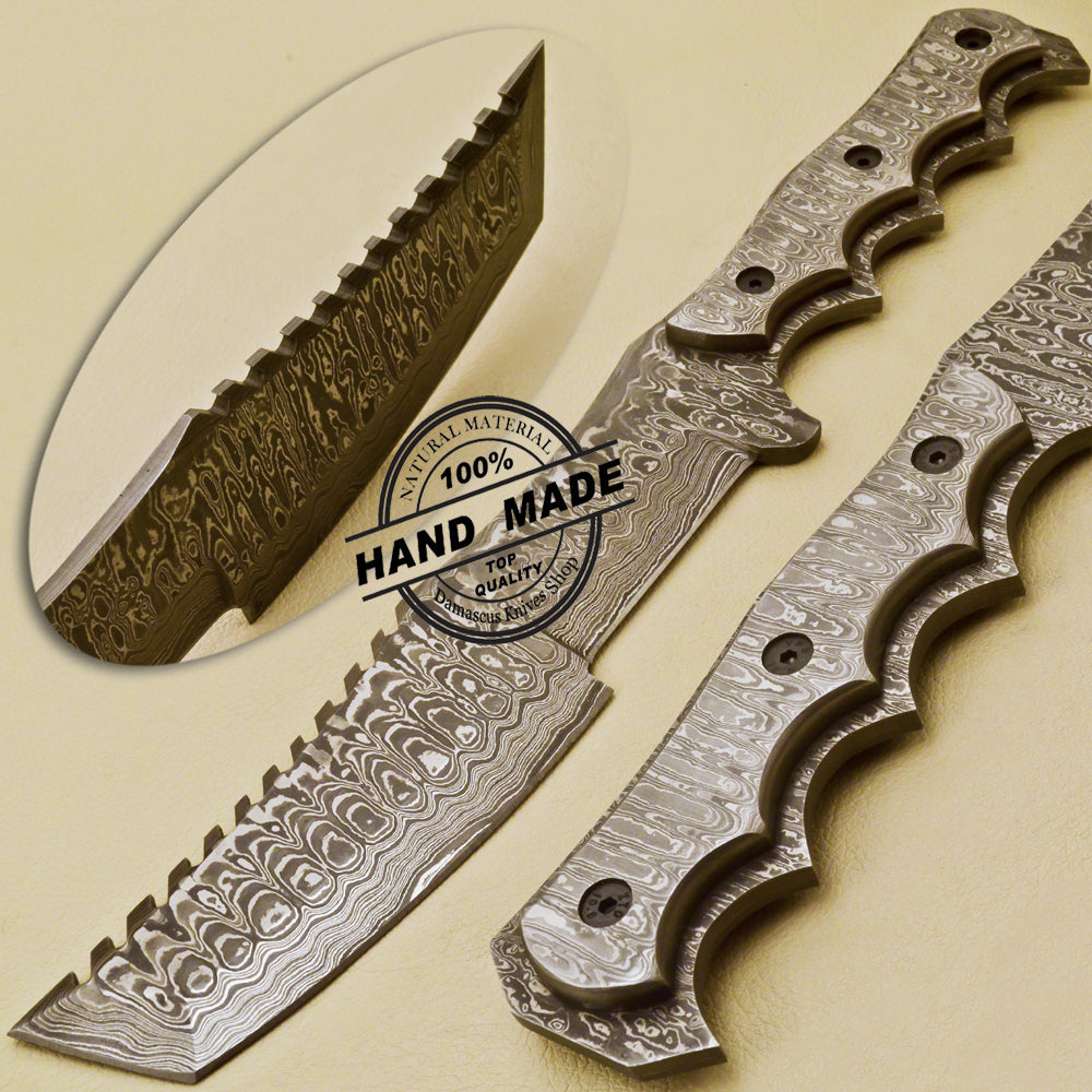Full Damascus Tracker Knife Custom Handmade Damascus Steel Knife 974