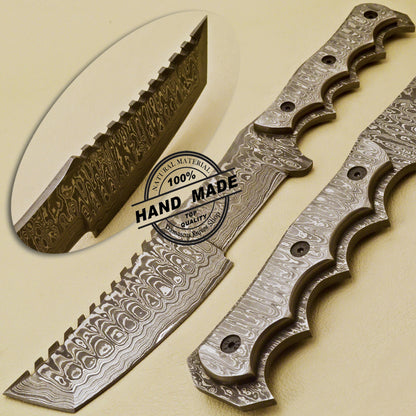 Full Damascus Tracker Knife Custom Handmade Damascus Steel Knife 974