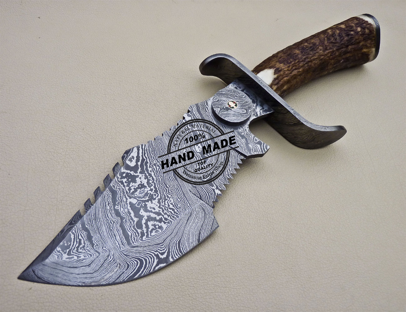 Damascus Tracker Knife Fixed Blade Handmade Damascus Steel Knife 1635