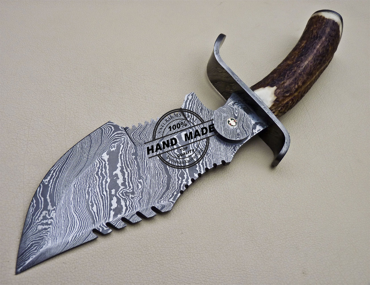 Damascus Tracker Knife Fixed Blade Handmade Damascus Steel Knife 1635