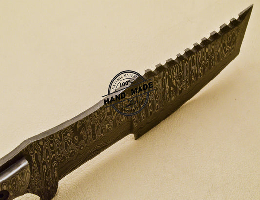 Full Damascus Tracker Knife Custom Handmade Damascus Steel Knife 974