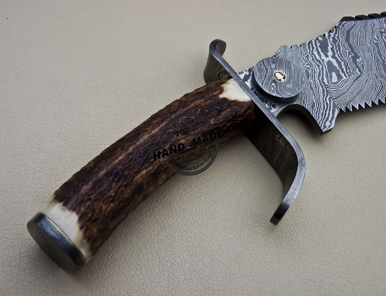 Damascus Tracker Knife Fixed Blade Handmade Damascus Steel Knife 1635