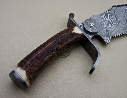 Damascus Tracker Knife Fixed Blade Handmade Damascus Steel Knife 1635