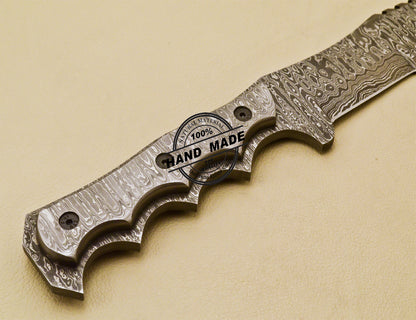 Full Damascus Tracker Knife Custom Handmade Damascus Steel Knife 974