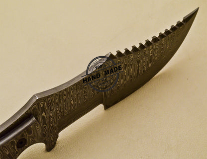 Full Damascus Tracker Knife Custom Handmade Damascus Steel Tracker Knife 973