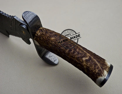 Damascus Tracker Knife Fixed Blade Handmade Damascus Steel Knife 1635