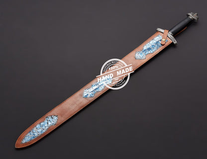 Damascus Viking Sword Fixed Blade Handmade Damascus Steel Sword 3802