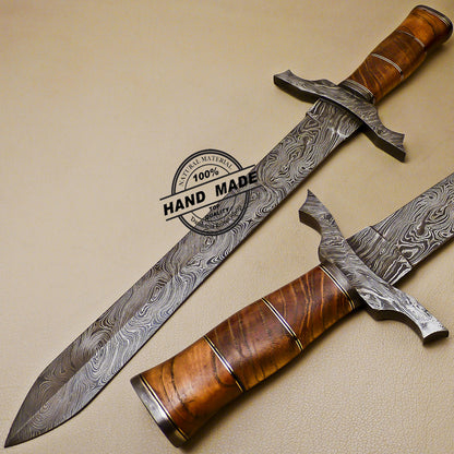 19 Inch Damascus Sword Custom Handmade Damascus Steel Sword 1014