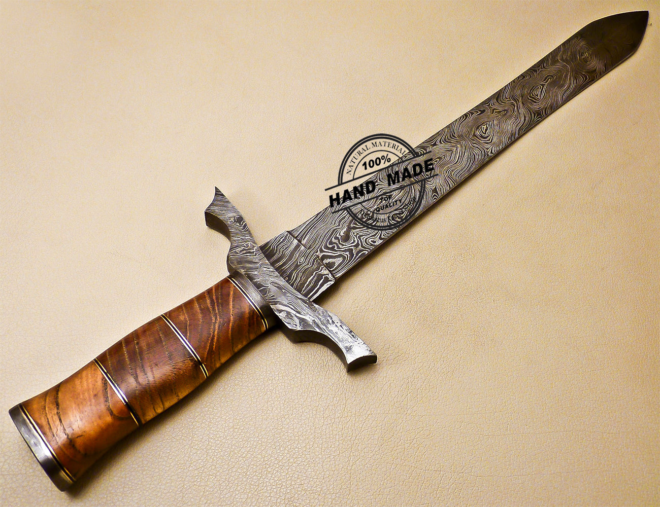 19 Inch Damascus Sword Custom Handmade Damascus Steel Sword 1014