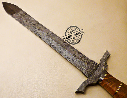 19 Inch Damascus Sword Custom Handmade Damascus Steel Sword 1014