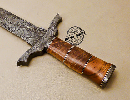 19 Inch Damascus Sword Custom Handmade Damascus Steel Sword 1014