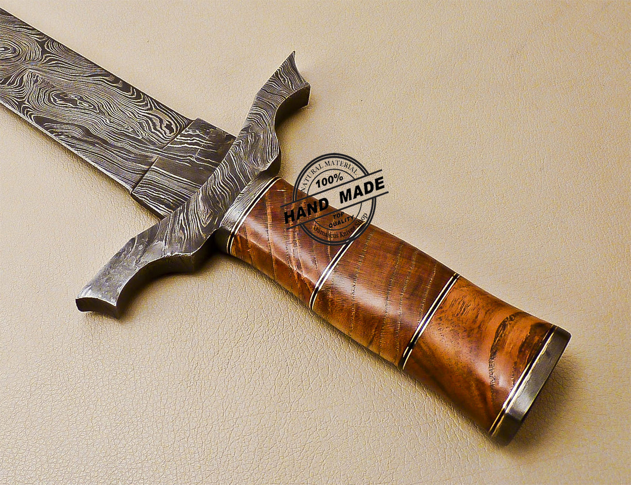 19 Inch Damascus Sword Custom Handmade Damascus Steel Sword 1014